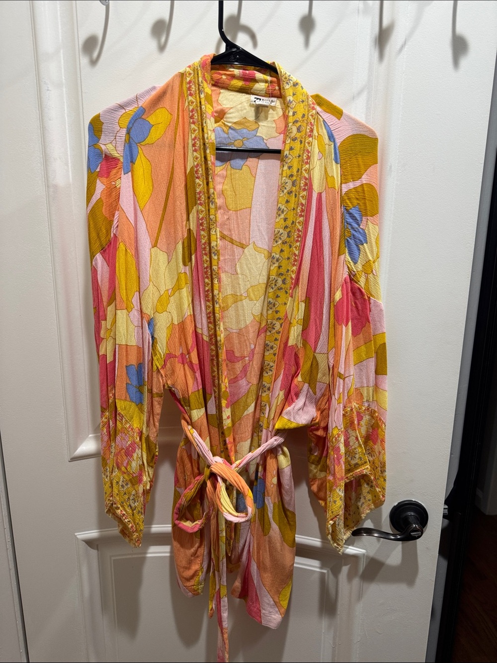 Billabong Floral Kimono Jacket in Pink, Yellow, Blue